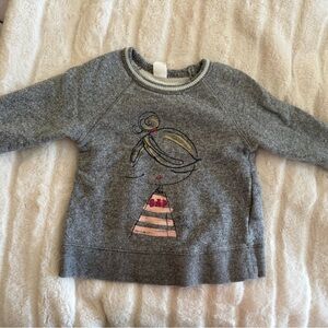 GAP Girls' Gray Graphic Sweatshirt - Pink Accent